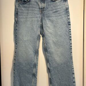 Zara High Rise Button Fly Medium Wash Jeans Size 8
